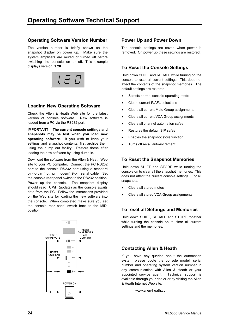 Shift), Operating software technical support | Allen&Heath ML5000 SERVICE MANUAL User Manual | Page 25 / 135