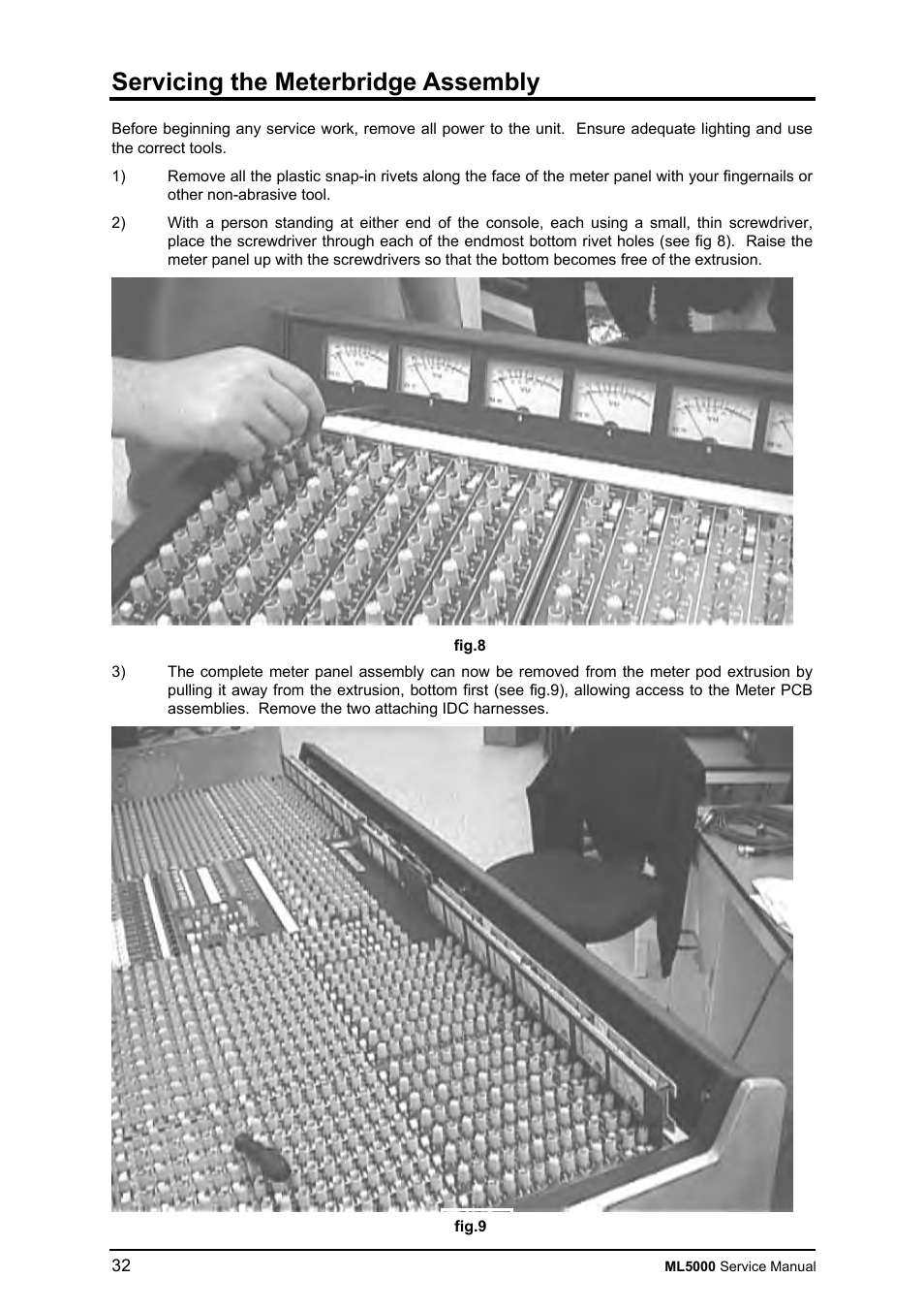 Servicing the meterbridge assembly | Allen&Heath ML5000 SERVICE MANUAL User Manual | Page 33 / 135