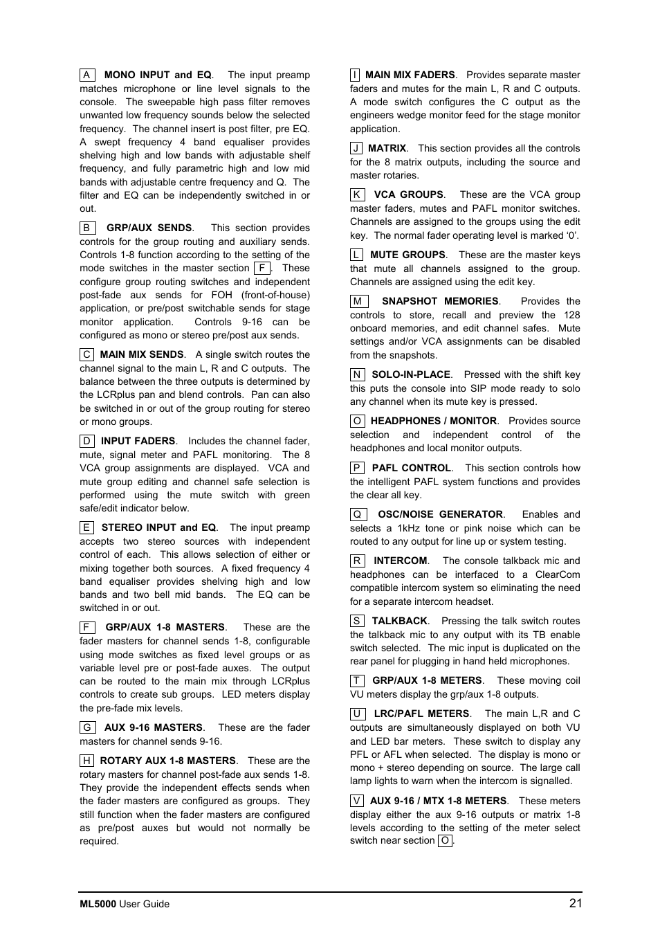 Allen&Heath ML5000 USER GUIDE User Manual | Page 21 / 60