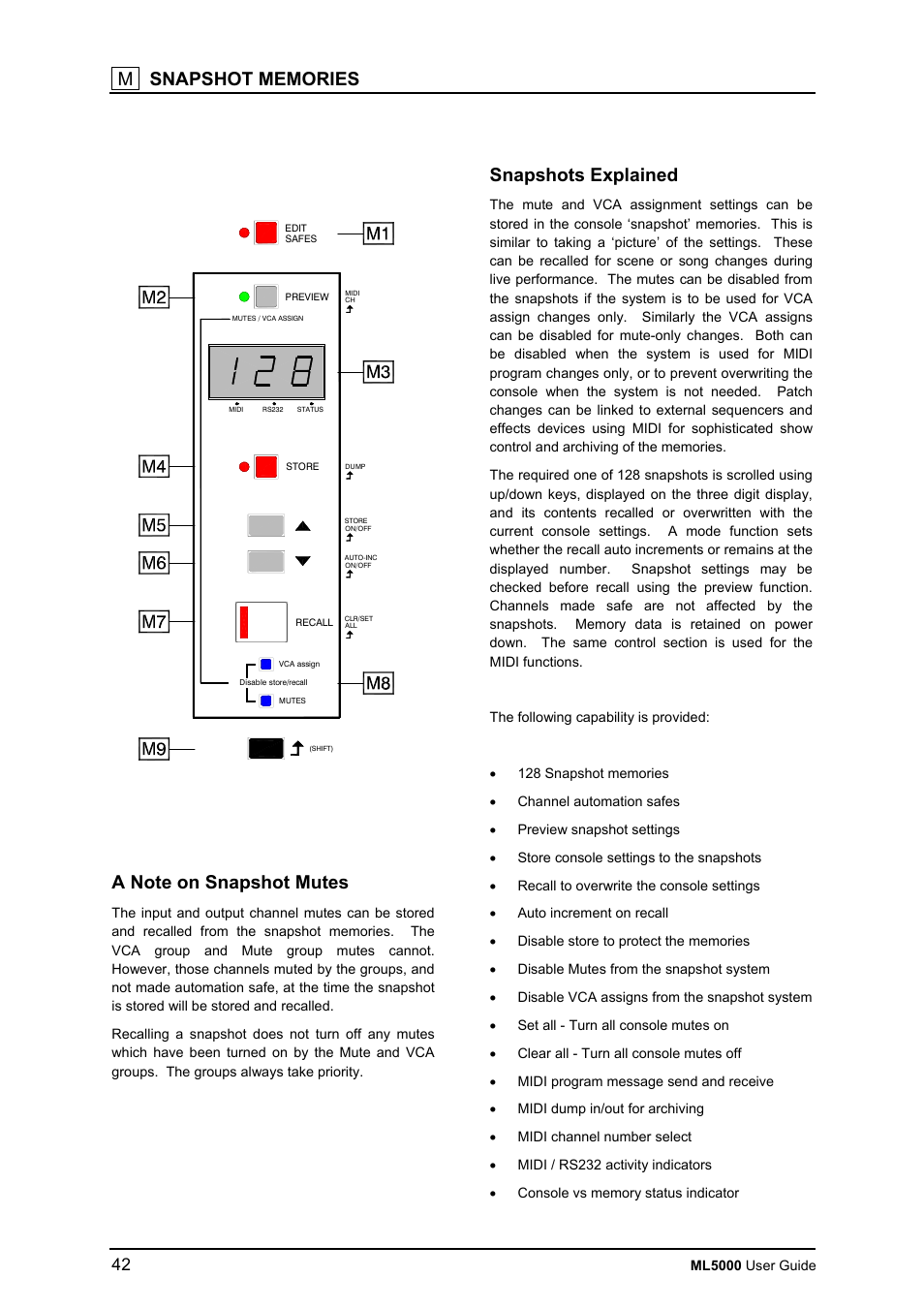 Snapshots explained | Allen&Heath ML5000 USER GUIDE User Manual | Page 42 / 60