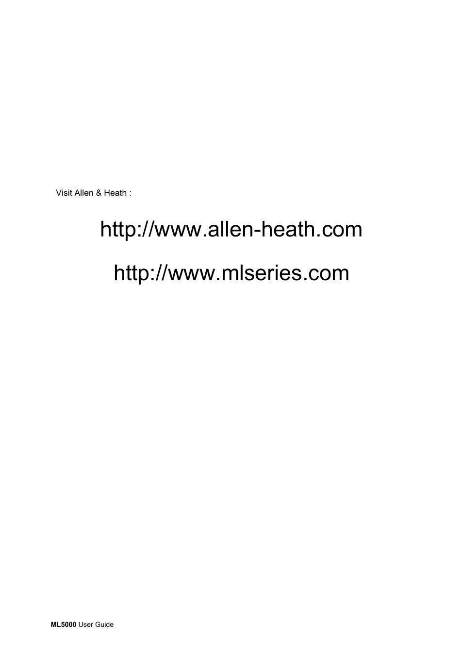 Allen&Heath ML5000 USER GUIDE User Manual | Page 60 / 60