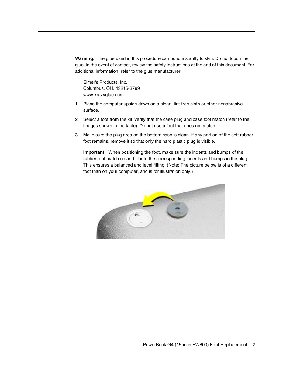 Procedure | Apple PowerBook G4 15-inch FW800 (Foot Replacement) User Manual | Page 2 / 4