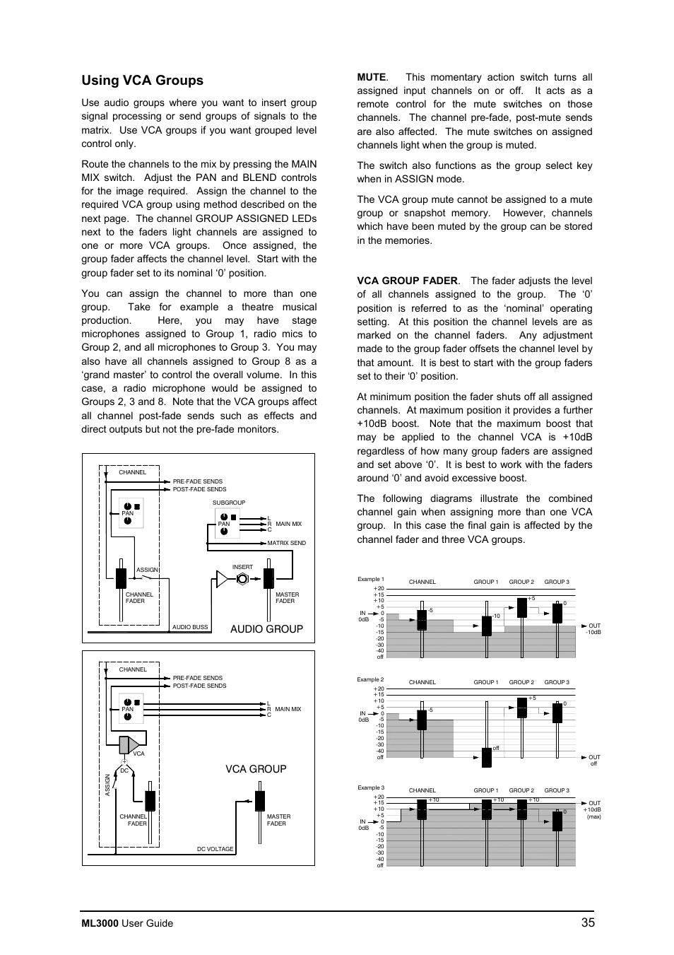 Using vca groups, Audio group, Vca group | Ml3000 user guide | Allen&Heath ML3000 VCA User Manual | Page 2 / 3