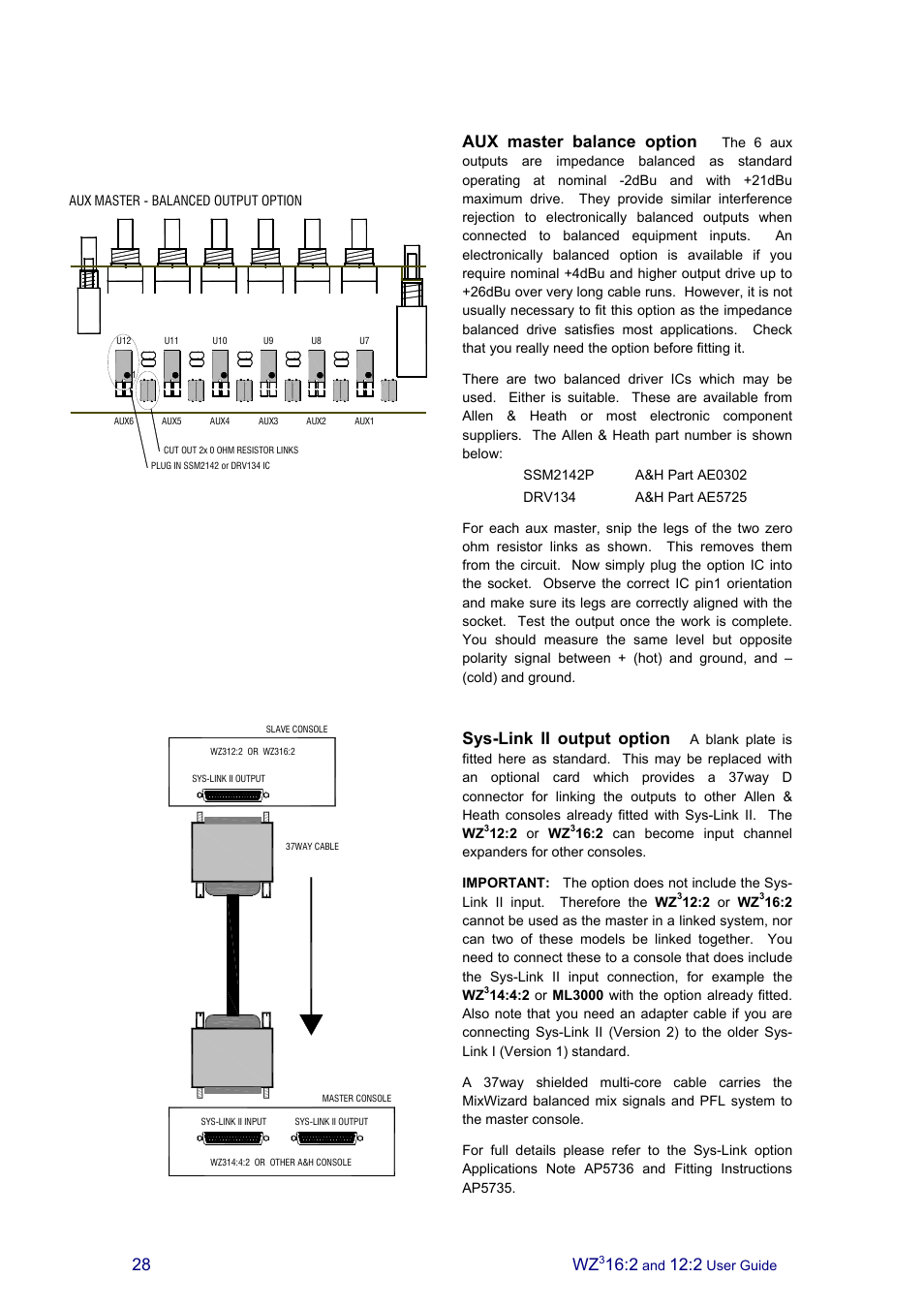 Aux master balance option, Sys-link ii output option | Allen&Heath MixWizard3 12-2 User Manual | Page 28 / 30