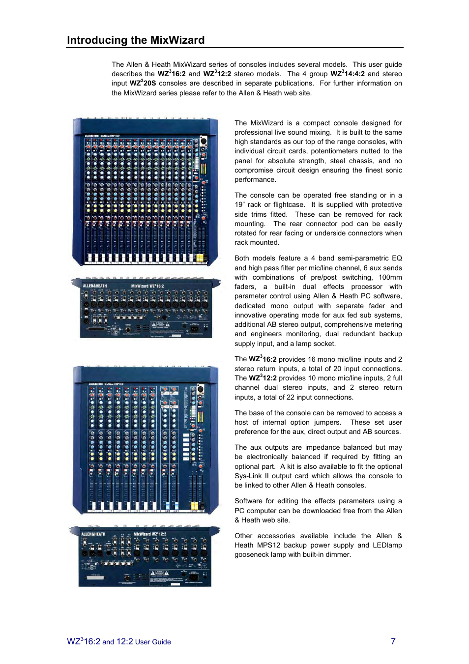 Introducing the mixwizard | Allen&Heath MixWizard3 12-2 User Manual | Page 7 / 30