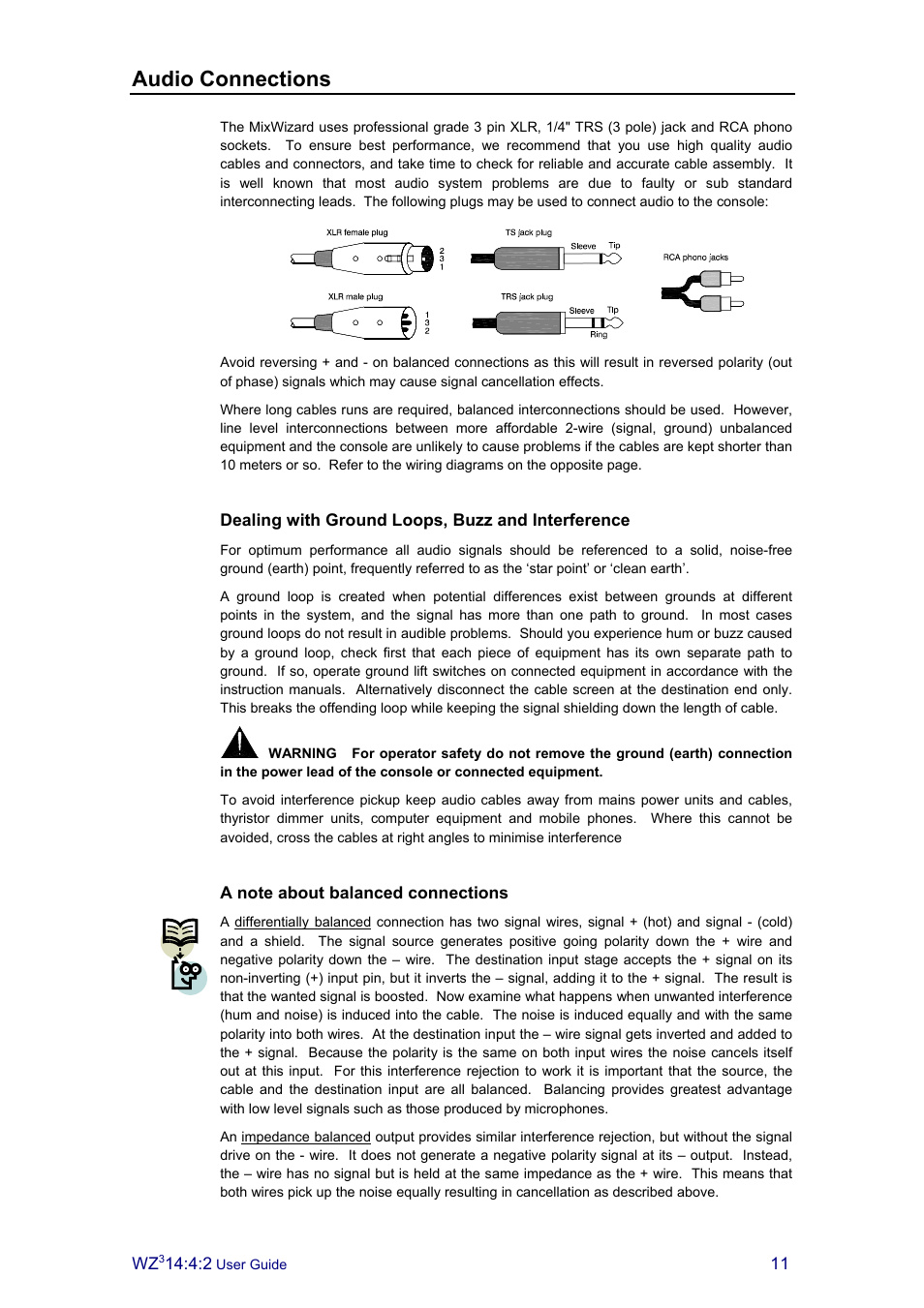 Audio connections | Allen&Heath MixWizard3 14-4-2 User Manual | Page 11 / 27