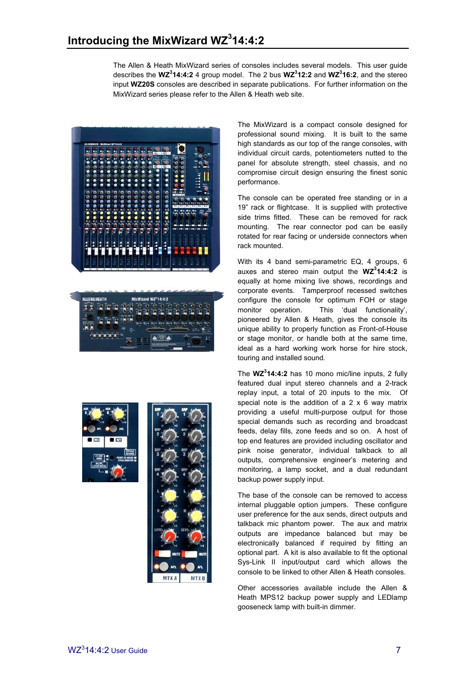 Introducing the mixwizard wz | Allen&Heath MixWizard3 14-4-2 User Manual | Page 7 / 27