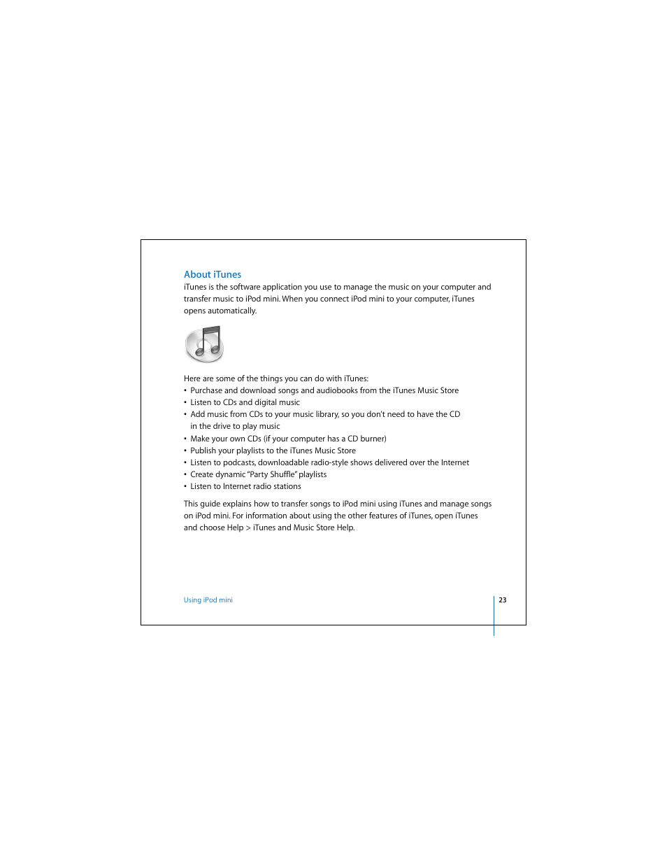 About itunes | Apple iPod mini (User’s Guide) User Manual | Page 23 / 63