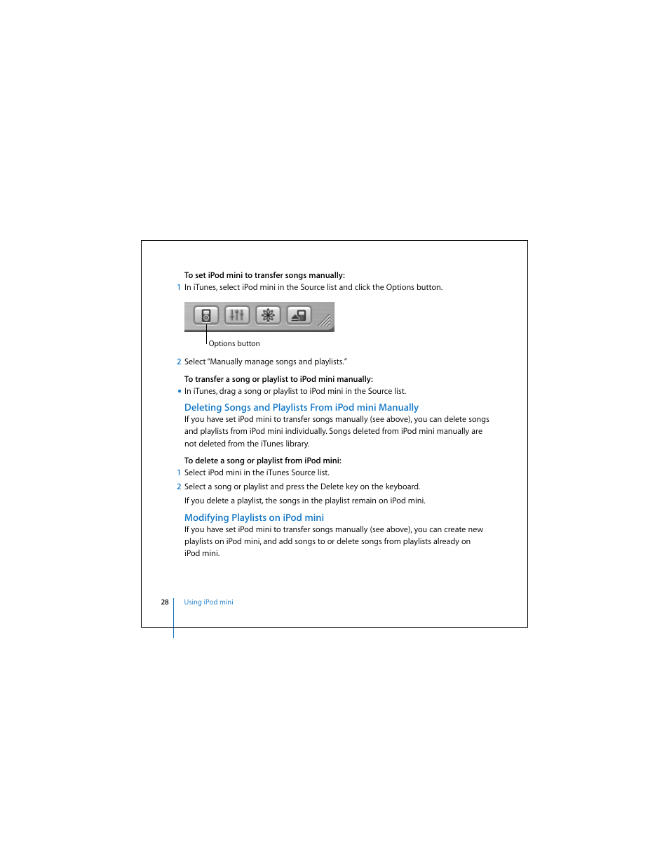 Modifying playlists on ipod mini | Apple iPod mini (User’s Guide) User Manual | Page 28 / 63