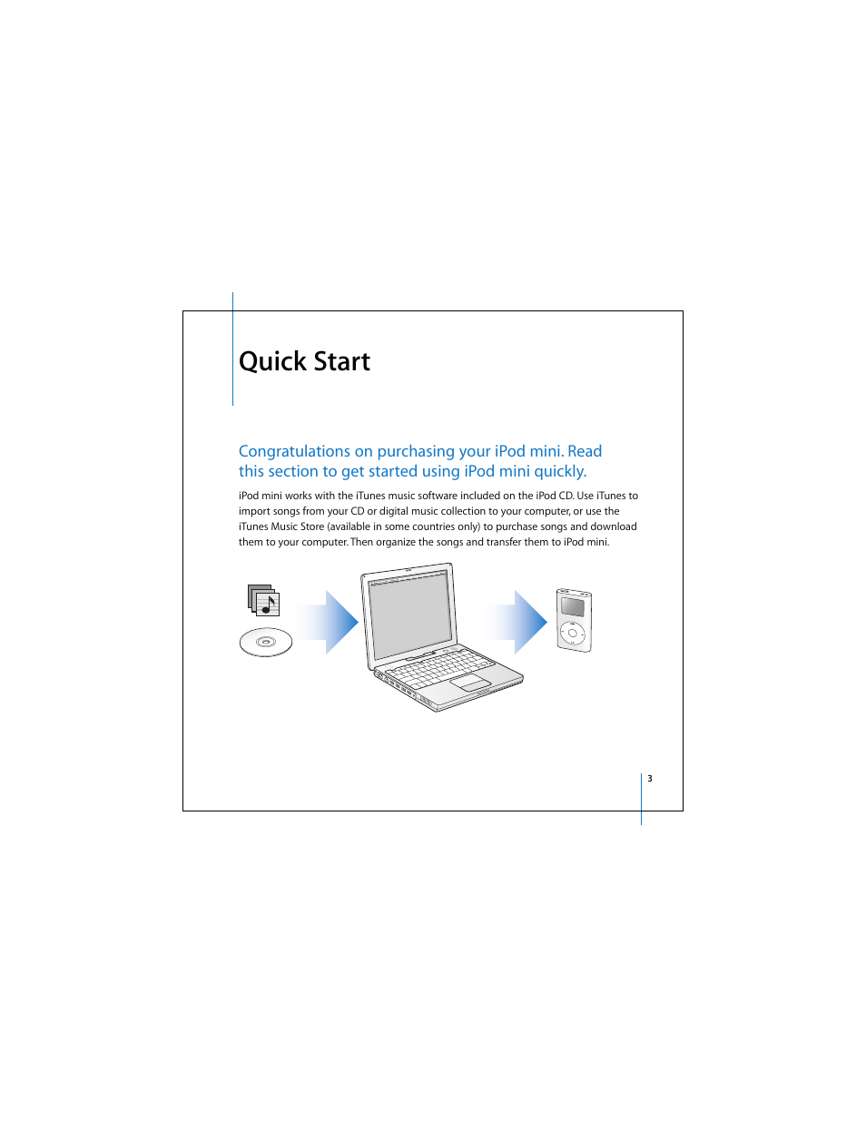 Quick start | Apple iPod mini (User’s Guide) User Manual | Page 3 / 63