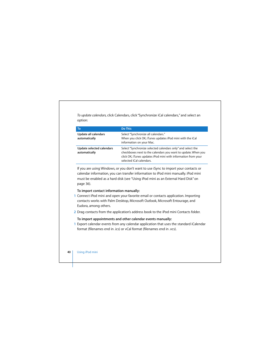 Apple iPod mini (User’s Guide) User Manual | Page 40 / 63