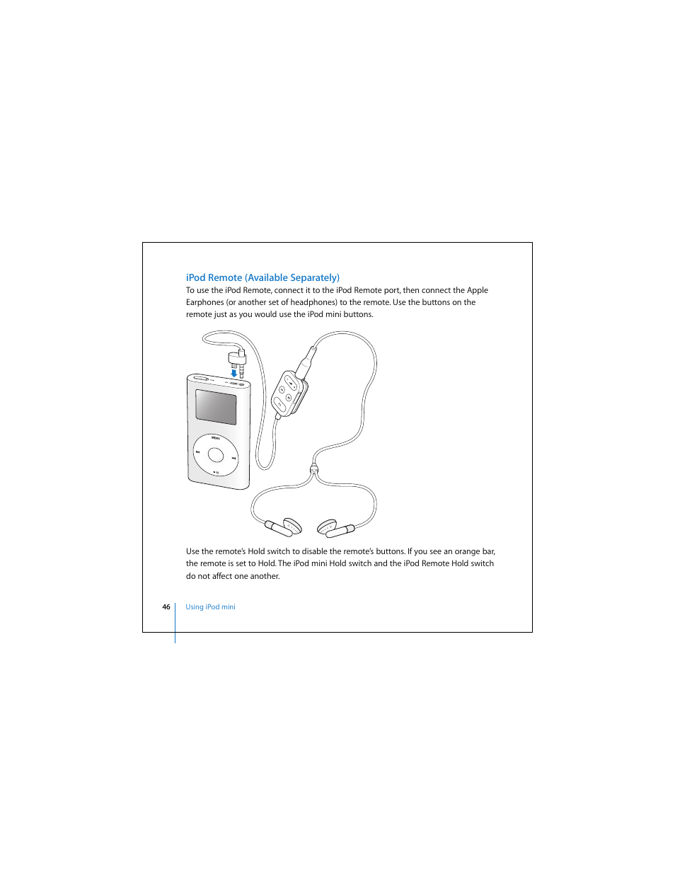 Ipod remote (available separately) | Apple iPod mini (User’s Guide) User Manual | Page 46 / 63