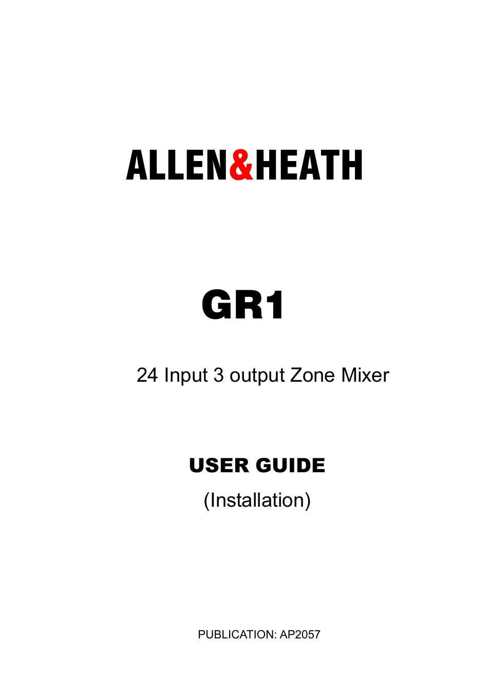 Allen&Heath GR1 USER GUIDE User Manual | 17 pages