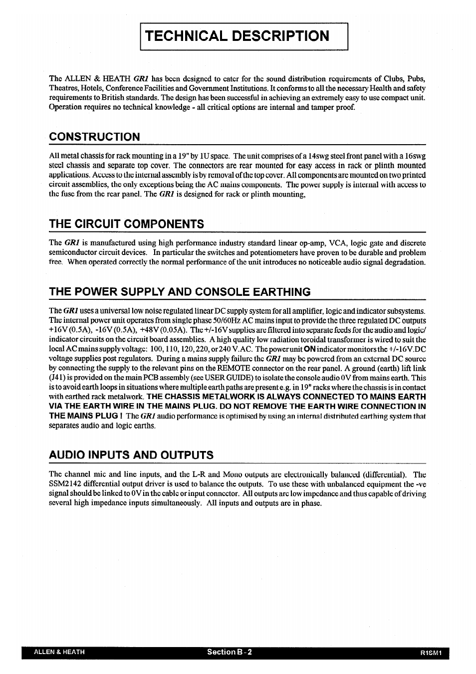 Allen&Heath GR1 SERVICE MANUAL User Manual | Page 22 / 48