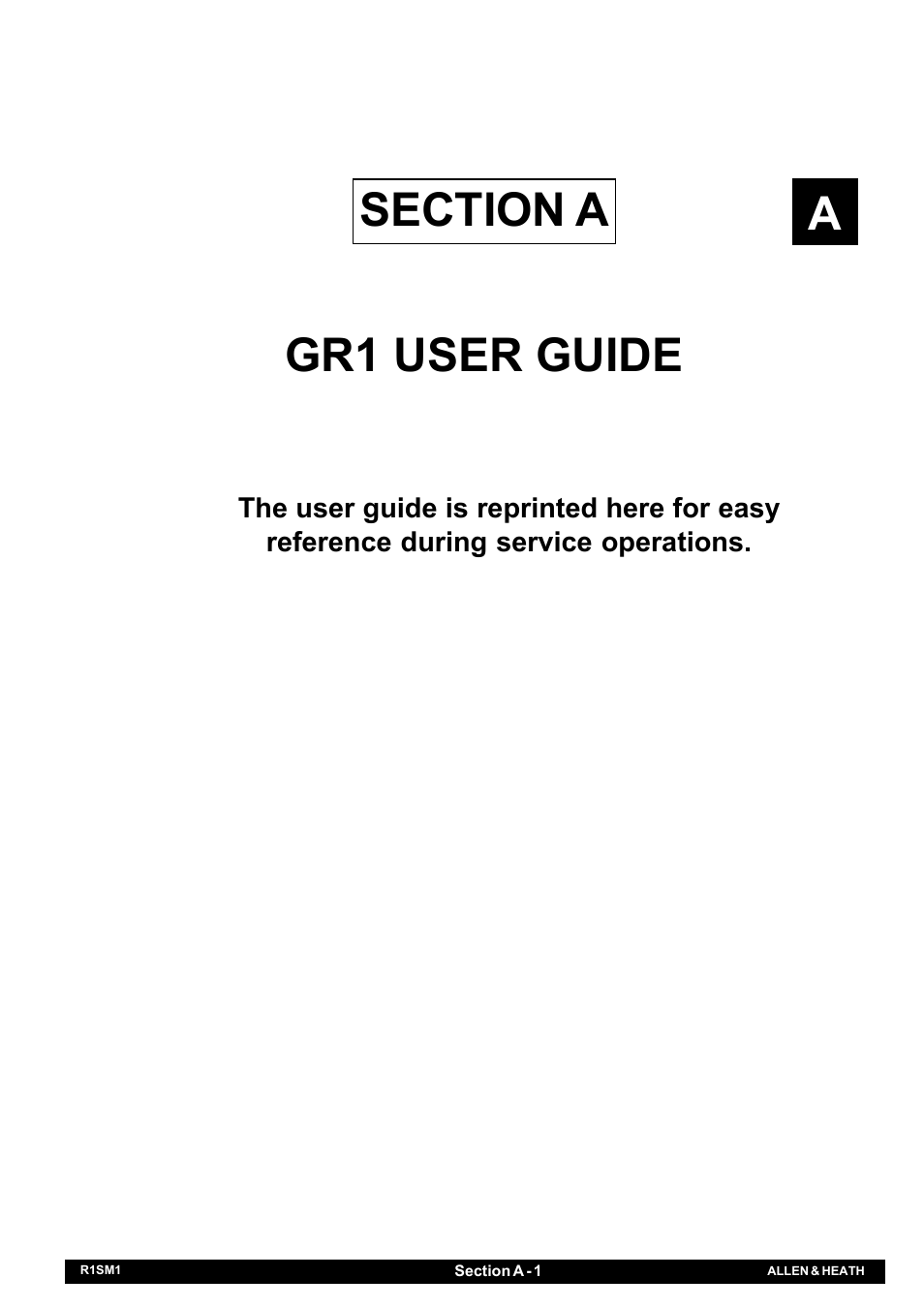 Allen&Heath GR1 SERVICE MANUAL User Manual | Page 5 / 48
