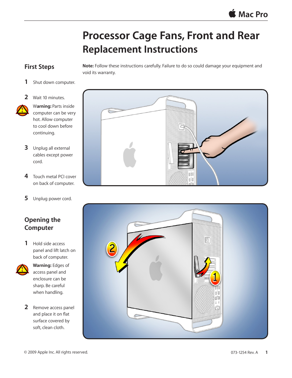 Apple Mac Pro (Processor Cage Fans, Front and Rear Replacement) User Manual | 15 pages