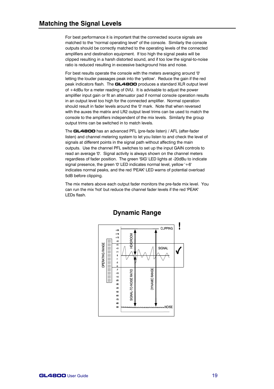 Matching the signal levels, Dynamic range | Allen&Heath GL4800 USER GUIDE User Manual | Page 19 / 62