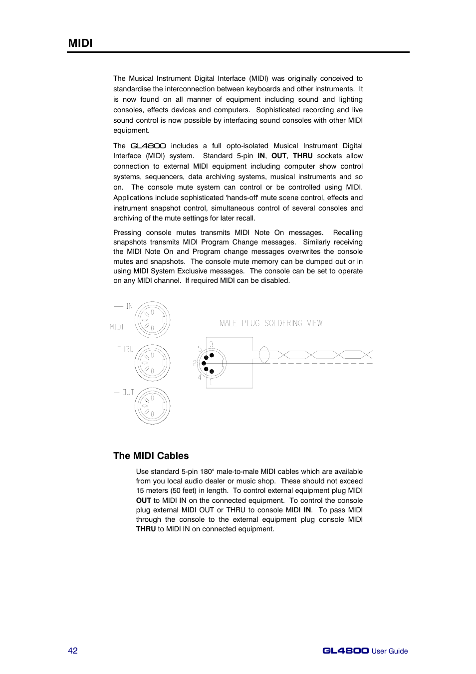 Midi, The midi cables | Allen&Heath GL4800 USER GUIDE User Manual | Page 42 / 62