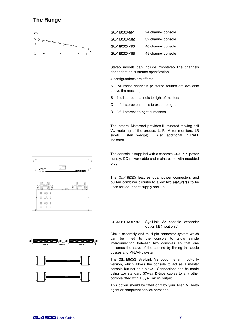 The range | Allen&Heath GL4800 USER GUIDE User Manual | Page 7 / 62