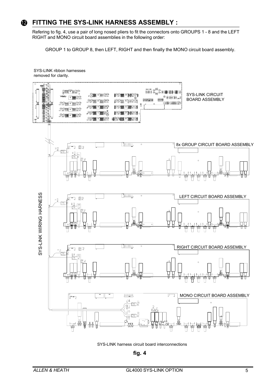 Fitting the sys-link harness assembly | Allen&Heath GL4000 SERVICE MANUAL User Manual | Page 39 / 111