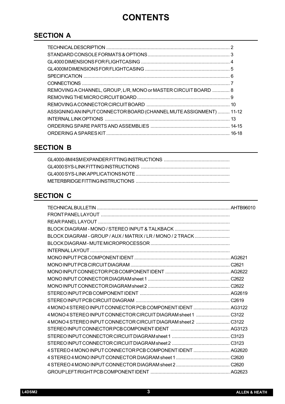 Allen&Heath GL4000 SERVICE MANUAL User Manual | Page 4 / 111