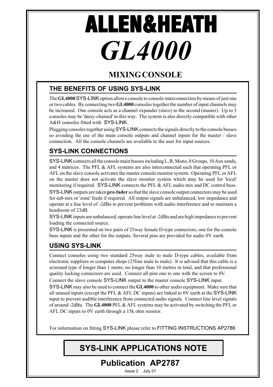 Gl4000, Allen&hea, Allen&hea allen&heath th th th th | Allen&Heath GL4000 SERVICE MANUAL User Manual | Page 42 / 111