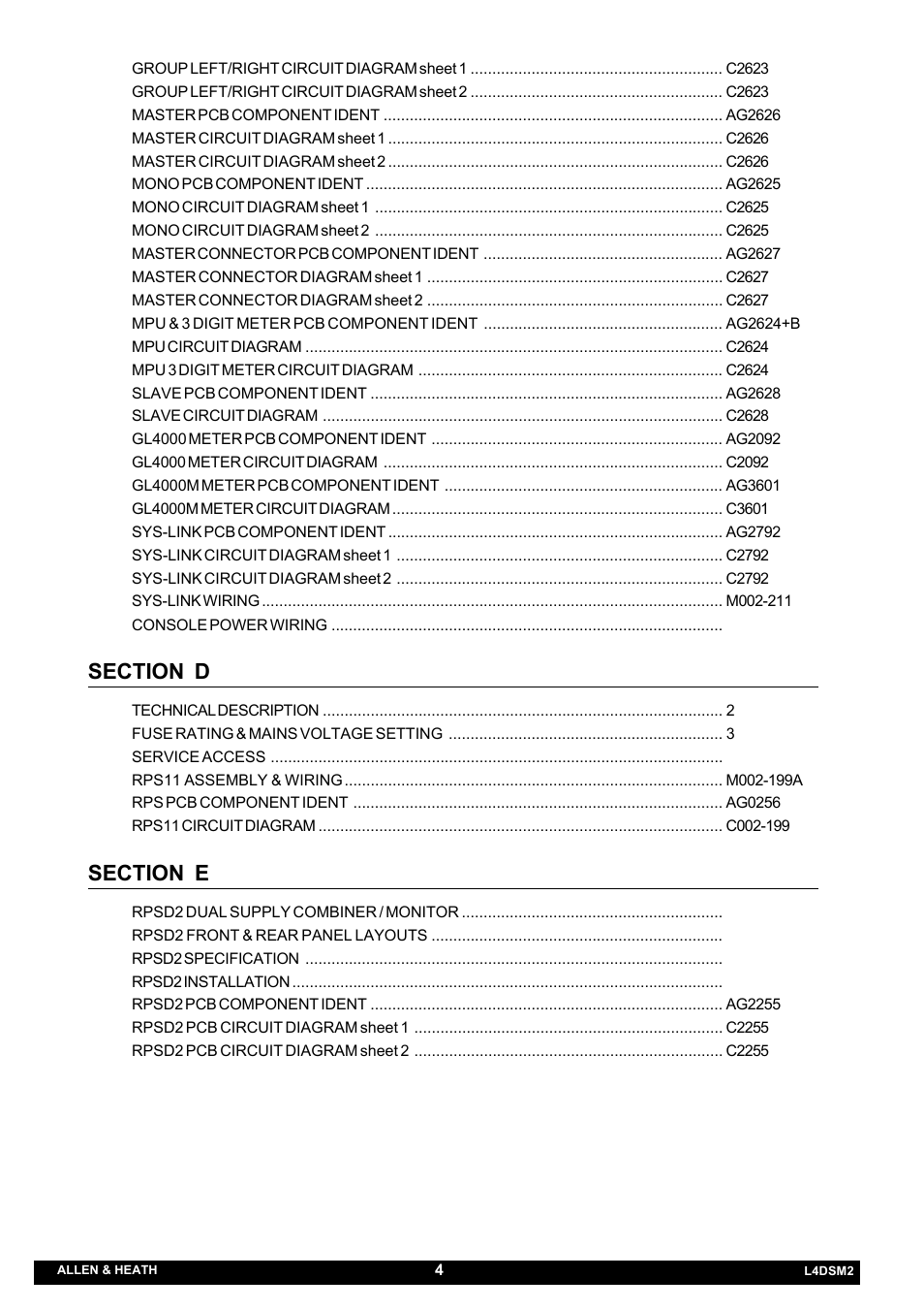 Allen&Heath GL4000 SERVICE MANUAL User Manual | Page 5 / 111