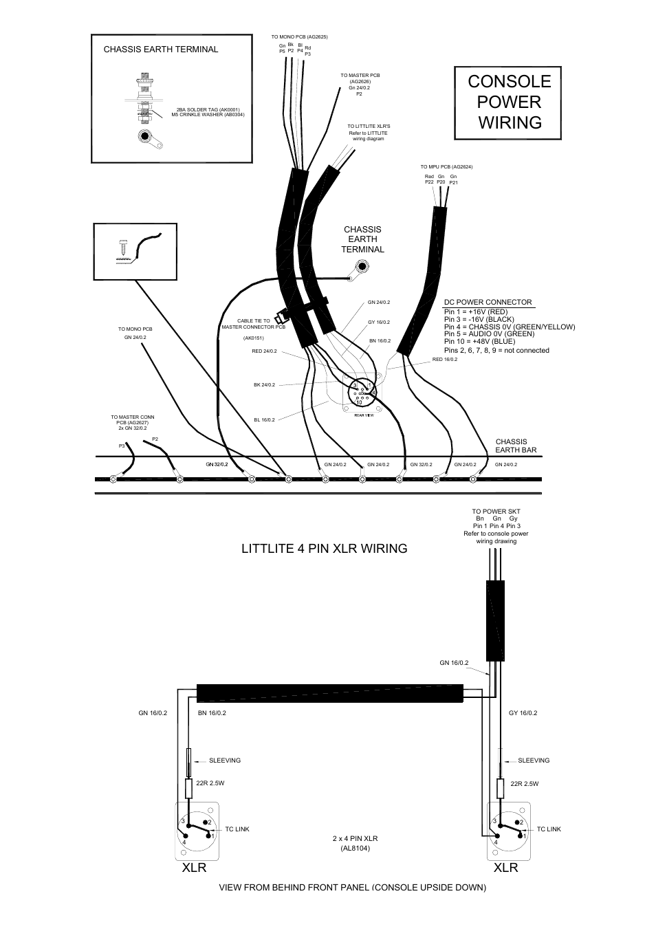 Console power wiring, Littlite 4 pin xlr wiring | Allen&Heath GL4000 SERVICE MANUAL User Manual | Page 53 / 111