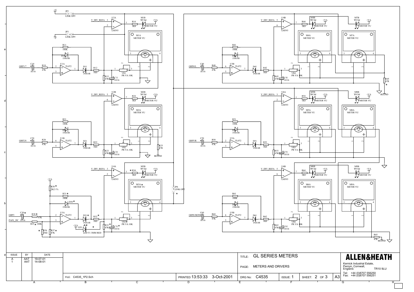 Allen&heath, Gl series meters | Allen&Heath GL4000 SERVICE MANUAL User Manual | Page 90 / 111