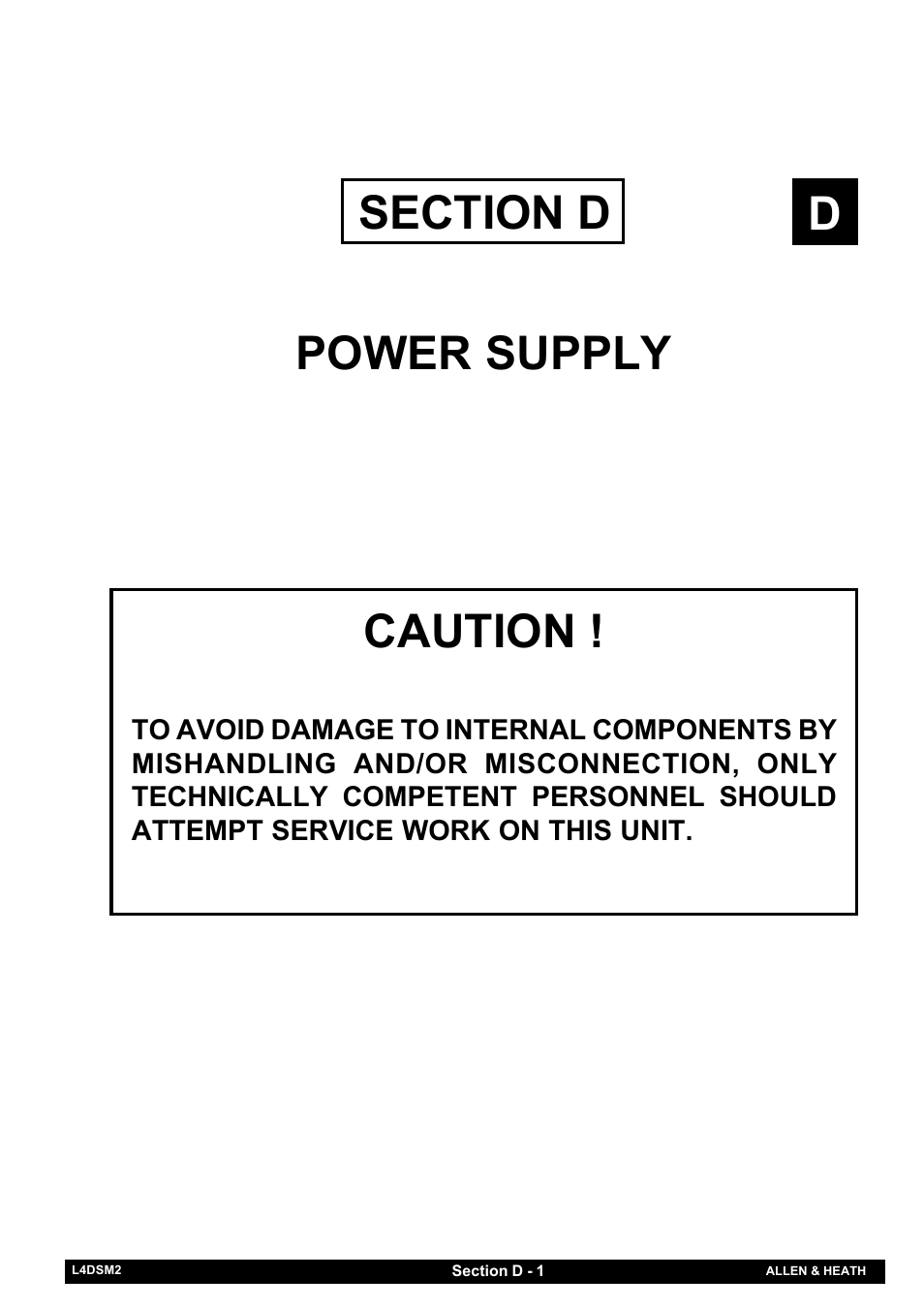 Dcaution | Allen&Heath GL4000 SERVICE MANUAL User Manual | Page 97 / 111