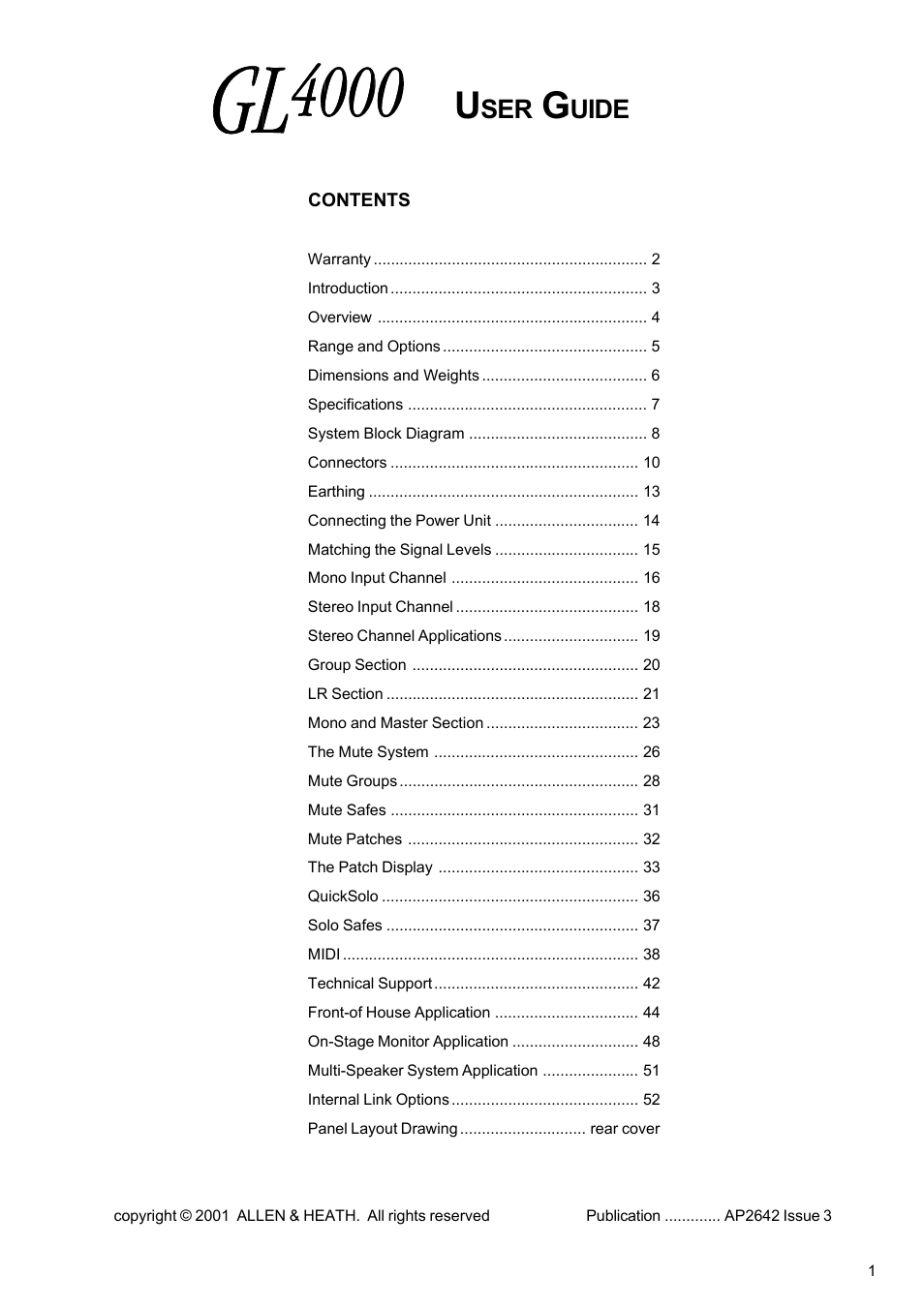 Uide | Allen&Heath GL4000 USER GUIDE User Manual | Page 2 / 54