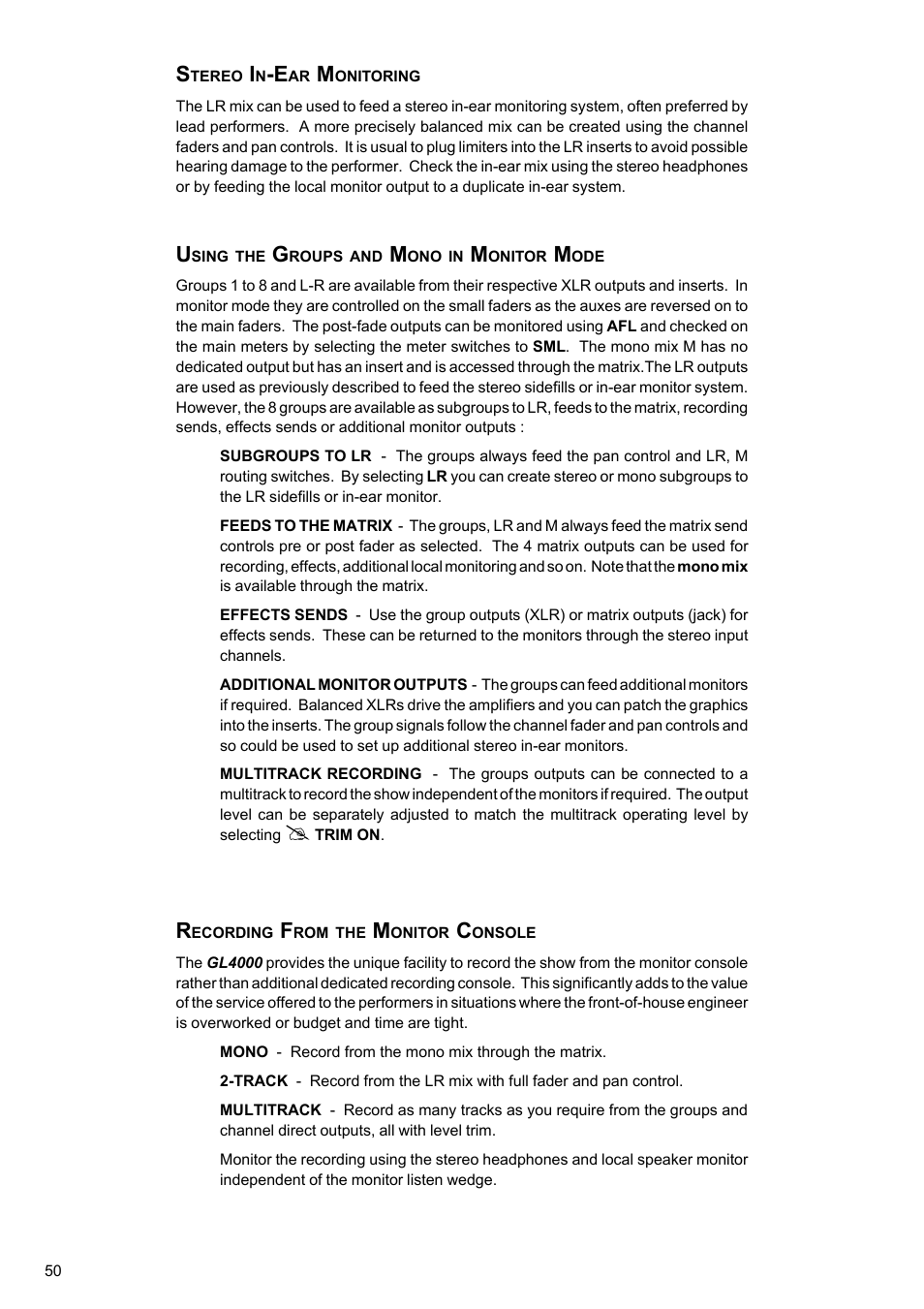 Allen&Heath GL4000 USER GUIDE User Manual | Page 51 / 54