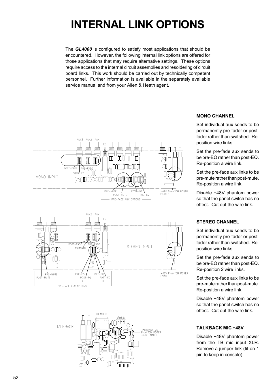 Internal link options | Allen&Heath GL4000 USER GUIDE User Manual | Page 53 / 54