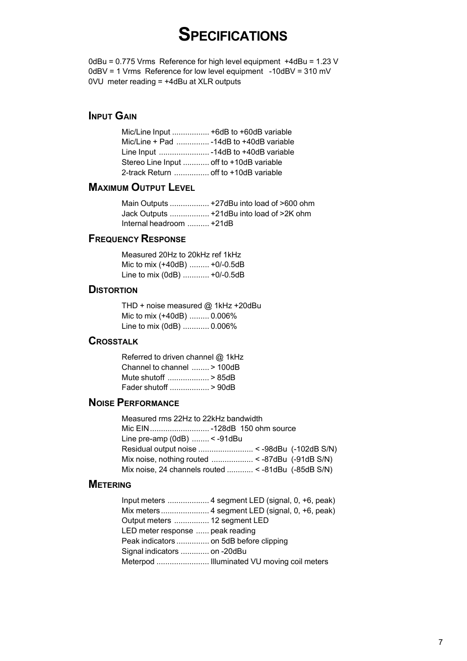 Pecifications | Allen&Heath GL4000 USER GUIDE User Manual | Page 8 / 54