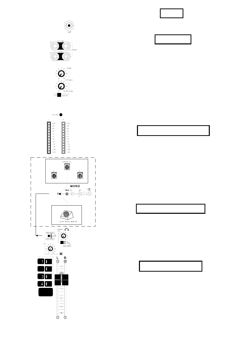 Track, Monitor mode, Phones monitor l,r,m outputs | Lamp | Allen&Heath GL3300 User Manual | Page 17 / 20