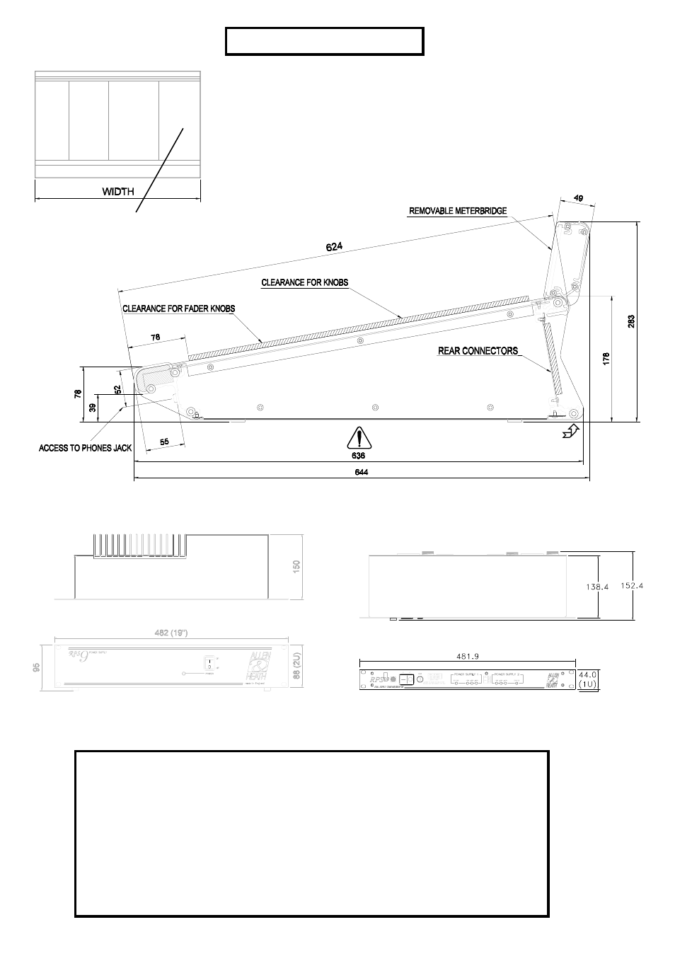 Dimensions, Gl3300 console packing dimensions, Rps9 power supply rpsd2 dual supply combiner | Allen&Heath GL3300 User Manual | Page 18 / 20