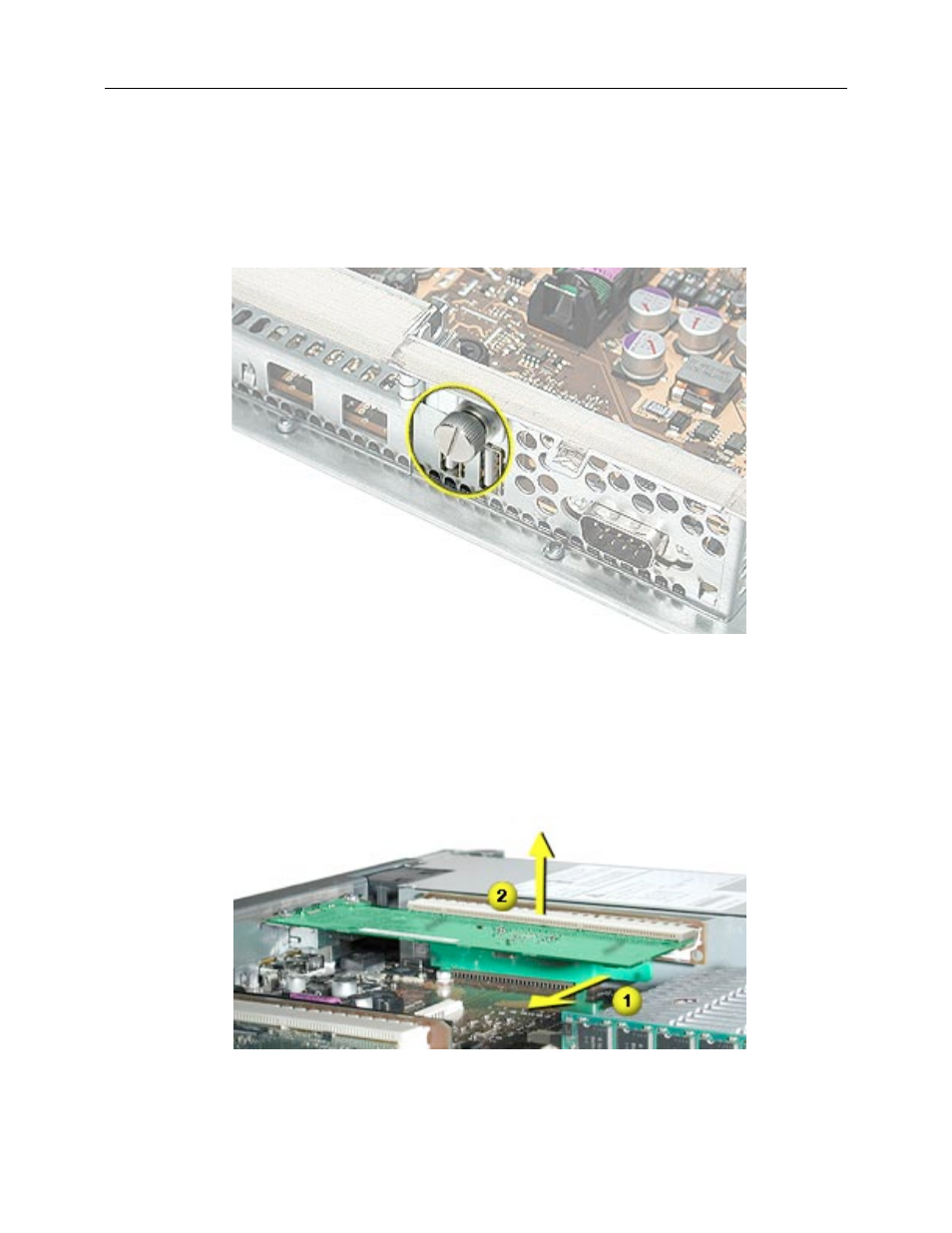 Removing a card in a single-slot riser | Apple Xserve (PCI or AGP Card Replacement) User Manual | Page 5 / 7