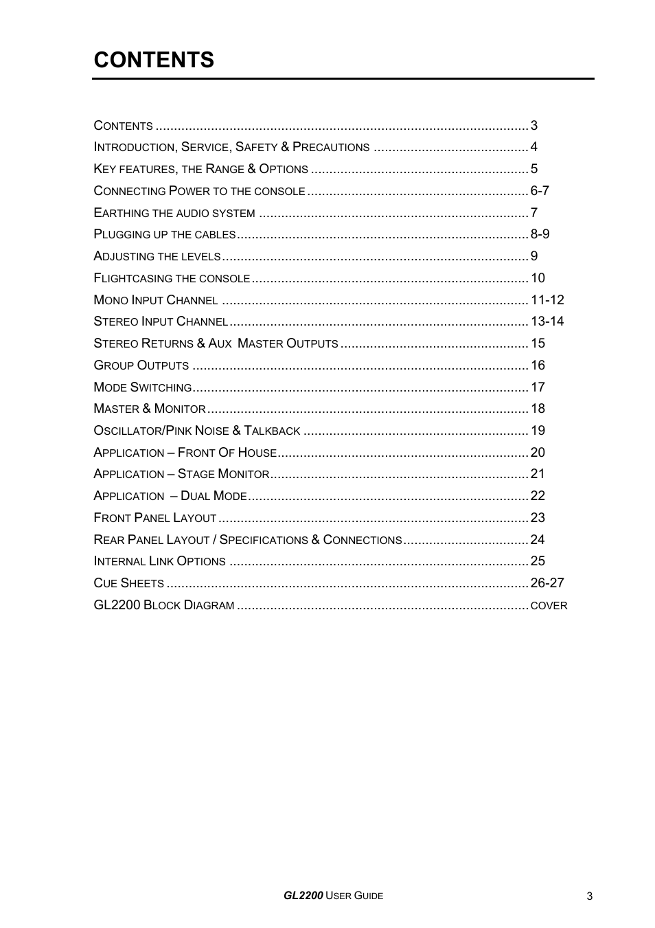 Allen&Heath GL2200 USER GUIDE User Manual | Page 3 / 28