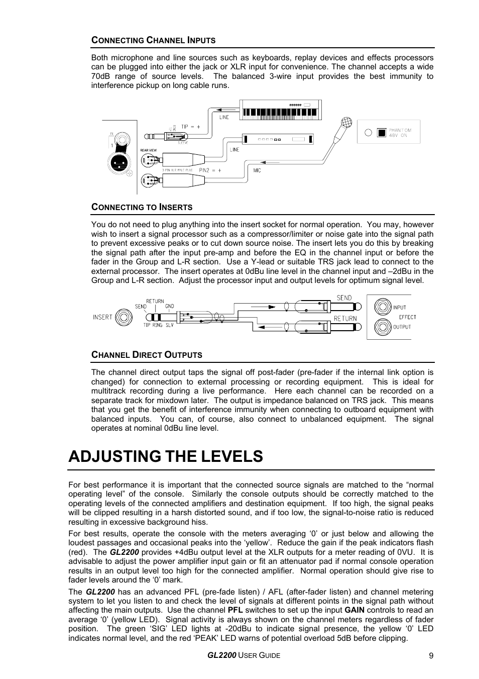 Adjusting, Levels | Allen&Heath GL2200 USER GUIDE User Manual | Page 9 / 28