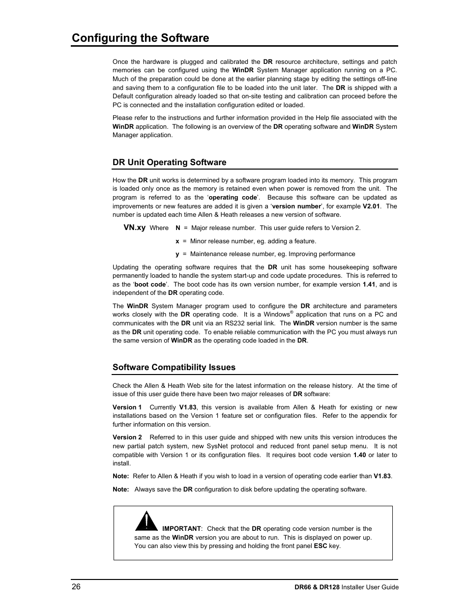 Configuring the software | Allen&Heath DR66 USER GUIDE User Manual | Page 26 / 44