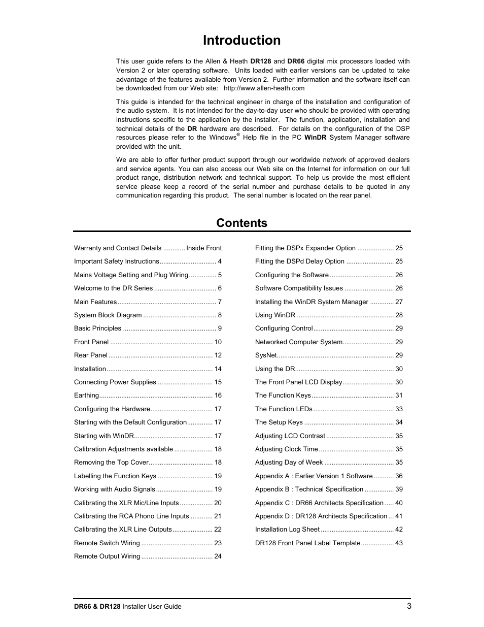 Allen&Heath DR66 USER GUIDE User Manual | Page 3 / 44