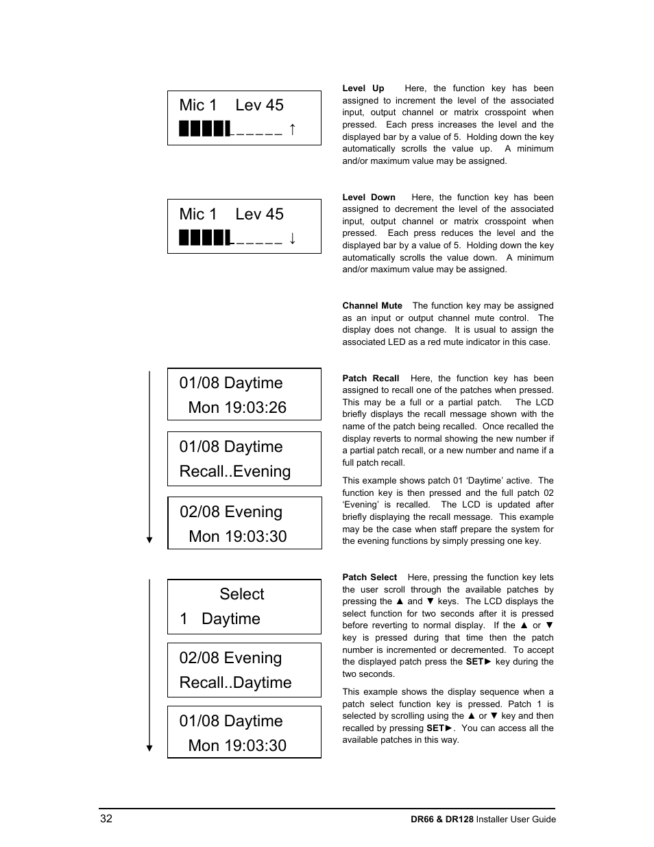 Mic 1 lev 45 | Allen&Heath DR66 USER GUIDE User Manual | Page 32 / 44