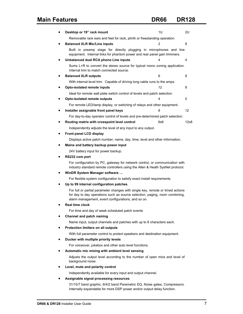 Allen&Heath DR66 USER GUIDE User Manual | Page 7 / 44