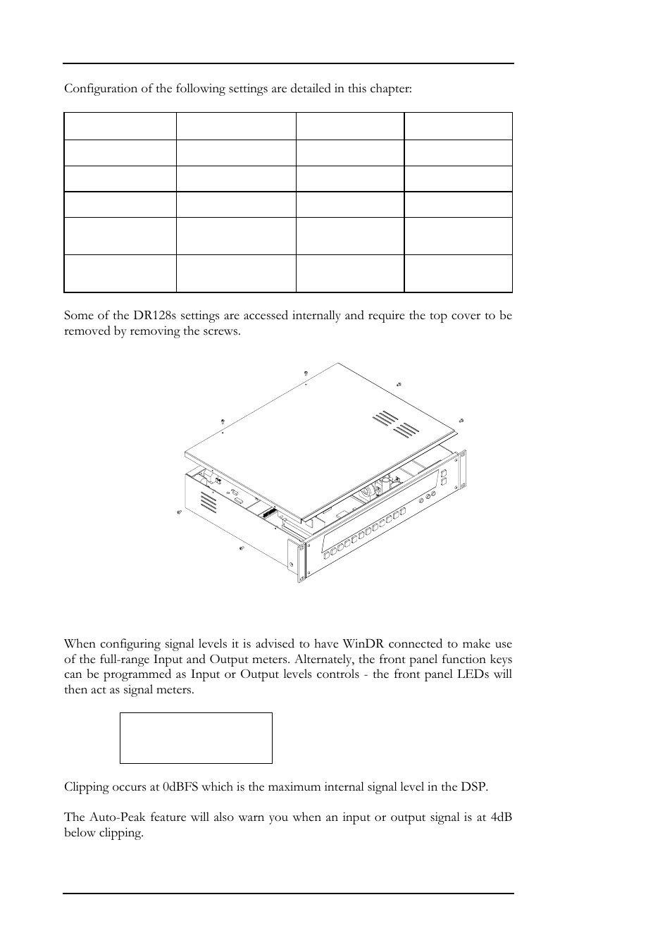 26 hardware configuration, Signal levels | Allen&Heath DR128 USER GUIDE User Manual | Page 30 / 64