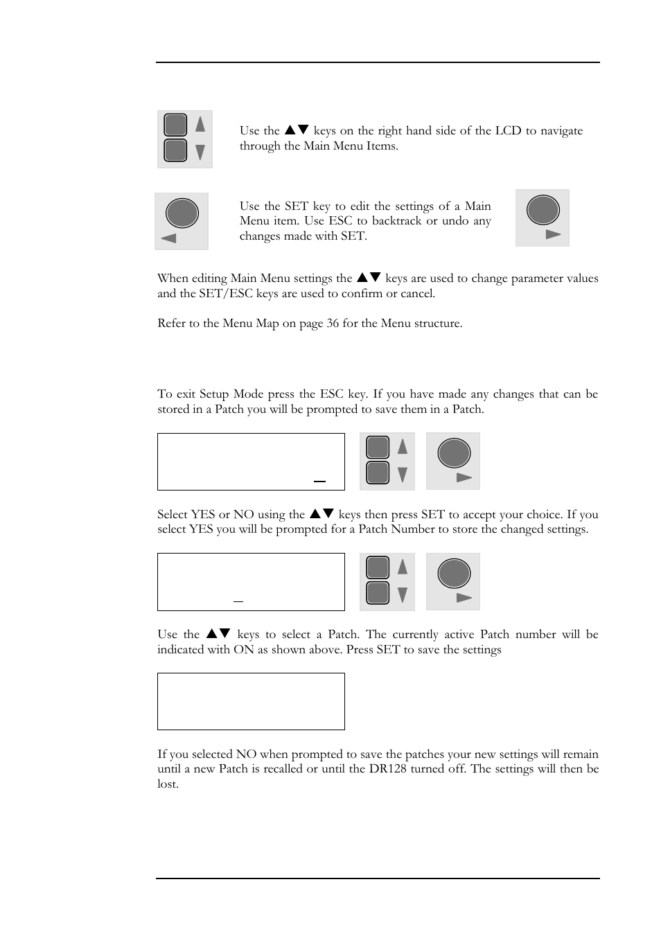 Setup menu 35, Exit setup save changes: y | Allen&Heath DR128 USER GUIDE User Manual | Page 39 / 64