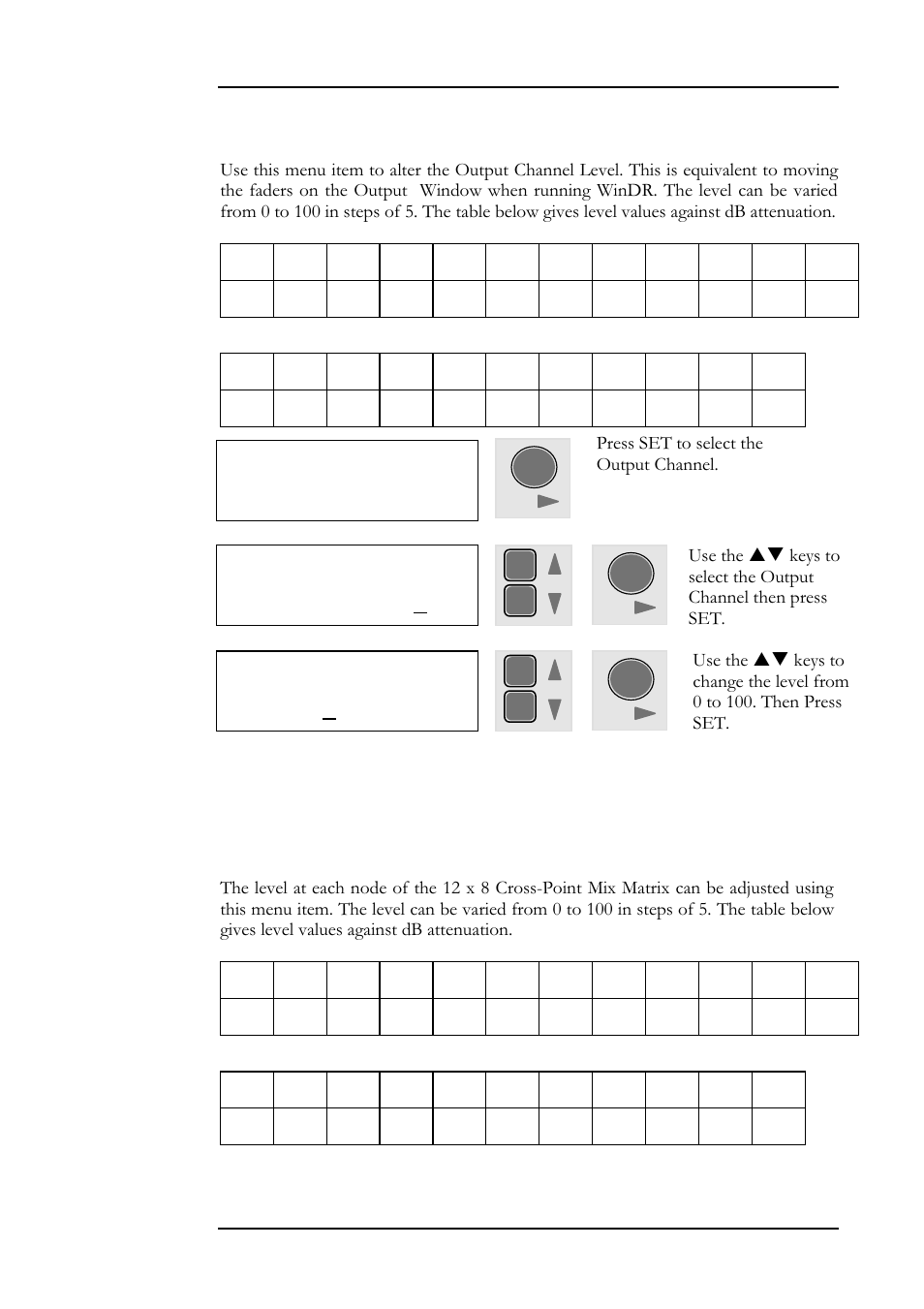 Setup menu 45, 11 - output level, 12 - crosspoint matrix levels | Dr128 u | Allen&Heath DR128 USER GUIDE User Manual | Page 49 / 64