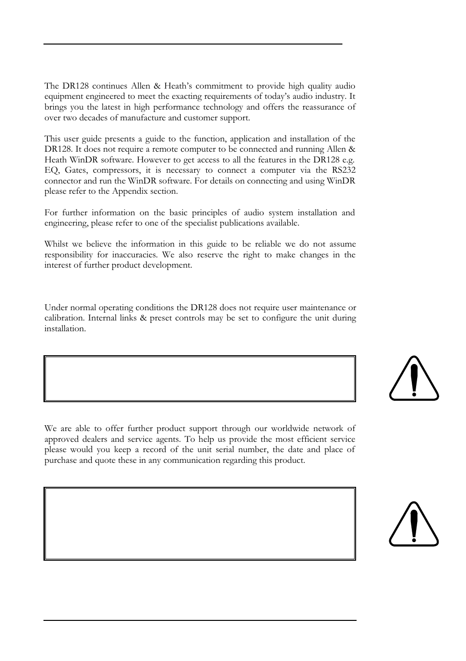 2 introduction, Introduction | Allen&Heath DR128 USER GUIDE User Manual | Page 6 / 64