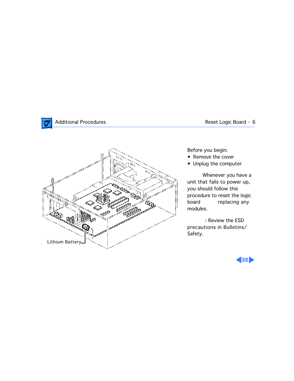 Reset logic board | Apple Workgroup Server 9150 User Manual | Page 124 / 130