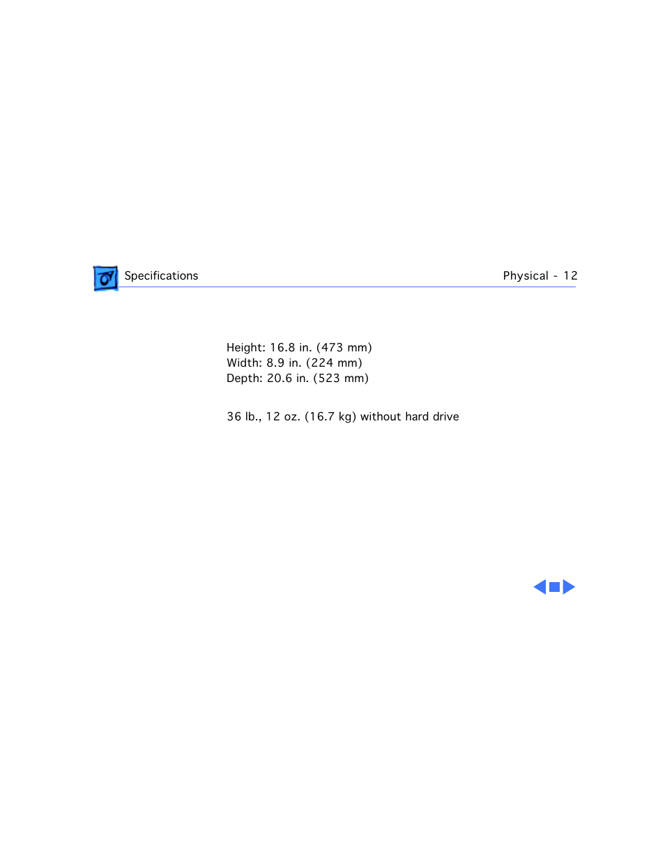 Physical, Dimensions, Weight | Apple Workgroup Server 9150 User Manual | Page 24 / 130