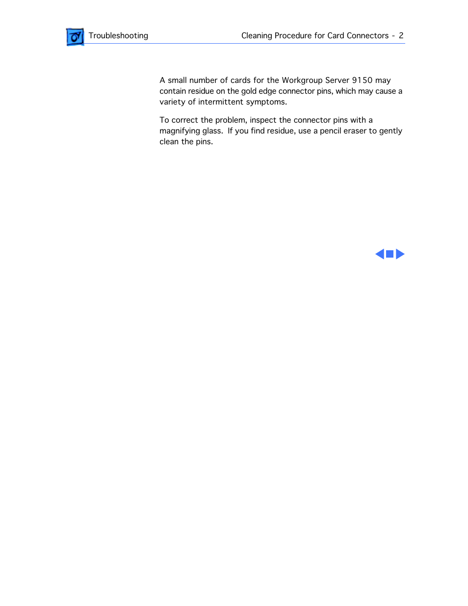 Cleaning procedure for card connectors | Apple Workgroup Server 9150 User Manual | Page 28 / 130